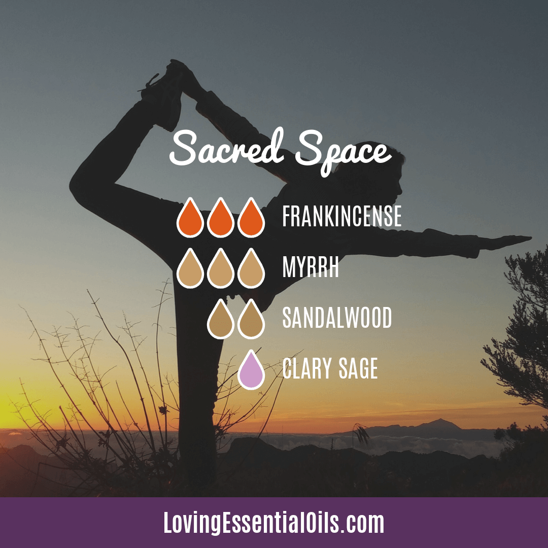 Yoga Diffuser Recipe by Loving Essential Oils - Sacred Space with frankincense, sandalwood, myrrh, and clary sage