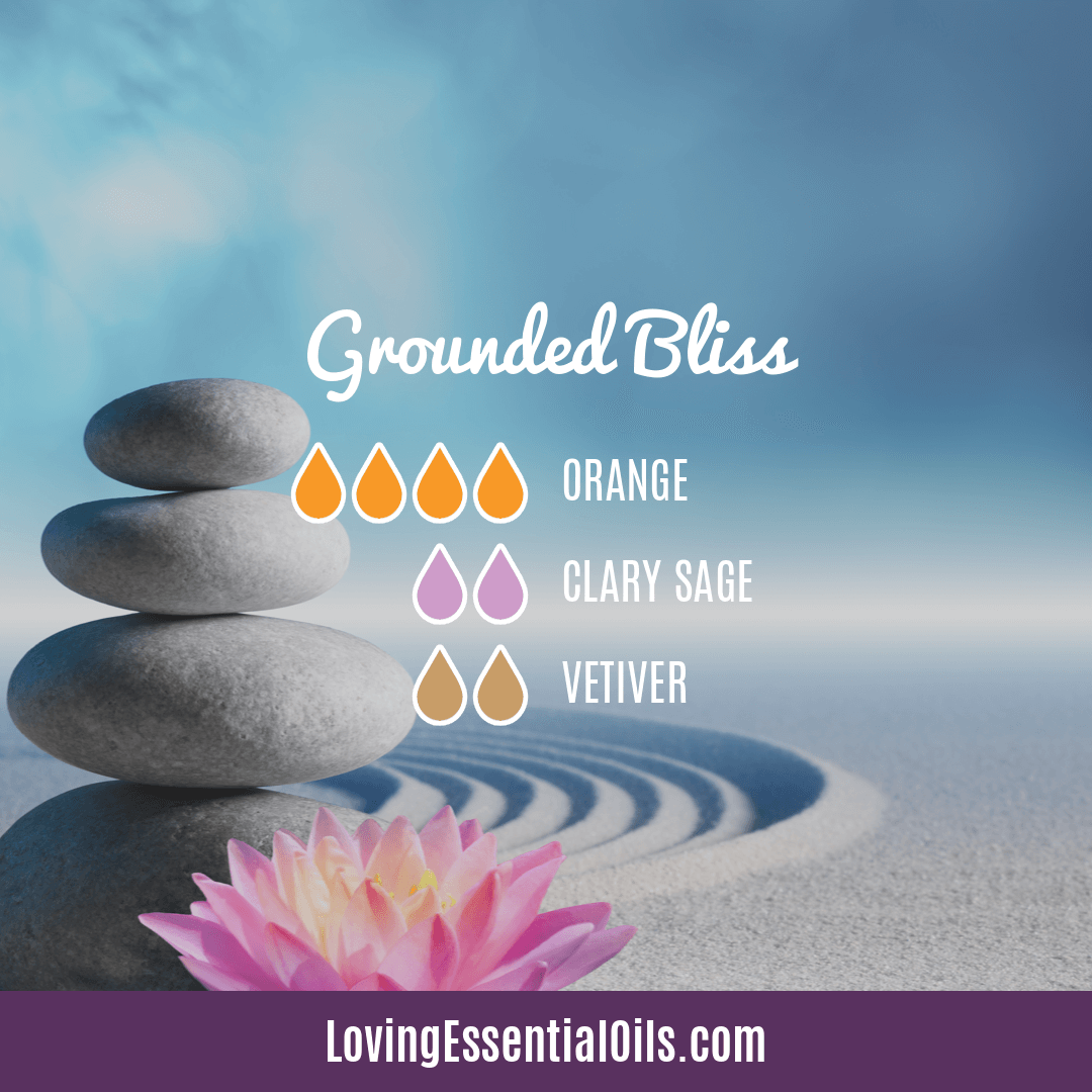 Yoga Essential Oil Diffuser Recipe by Loving Essential Oils - Grounded Bliss with sweet orange, clary sage, and vetiver