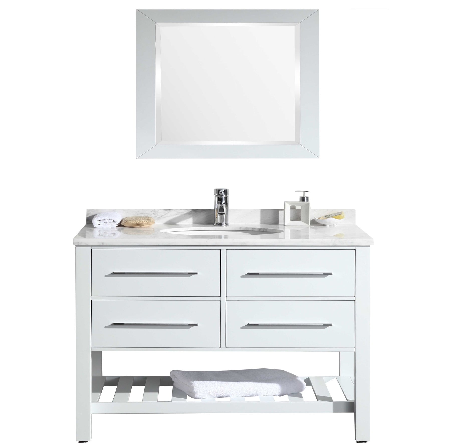 Eviva Evvn503 42wh Natalie 42 White Bathroom Vanity With Carrara