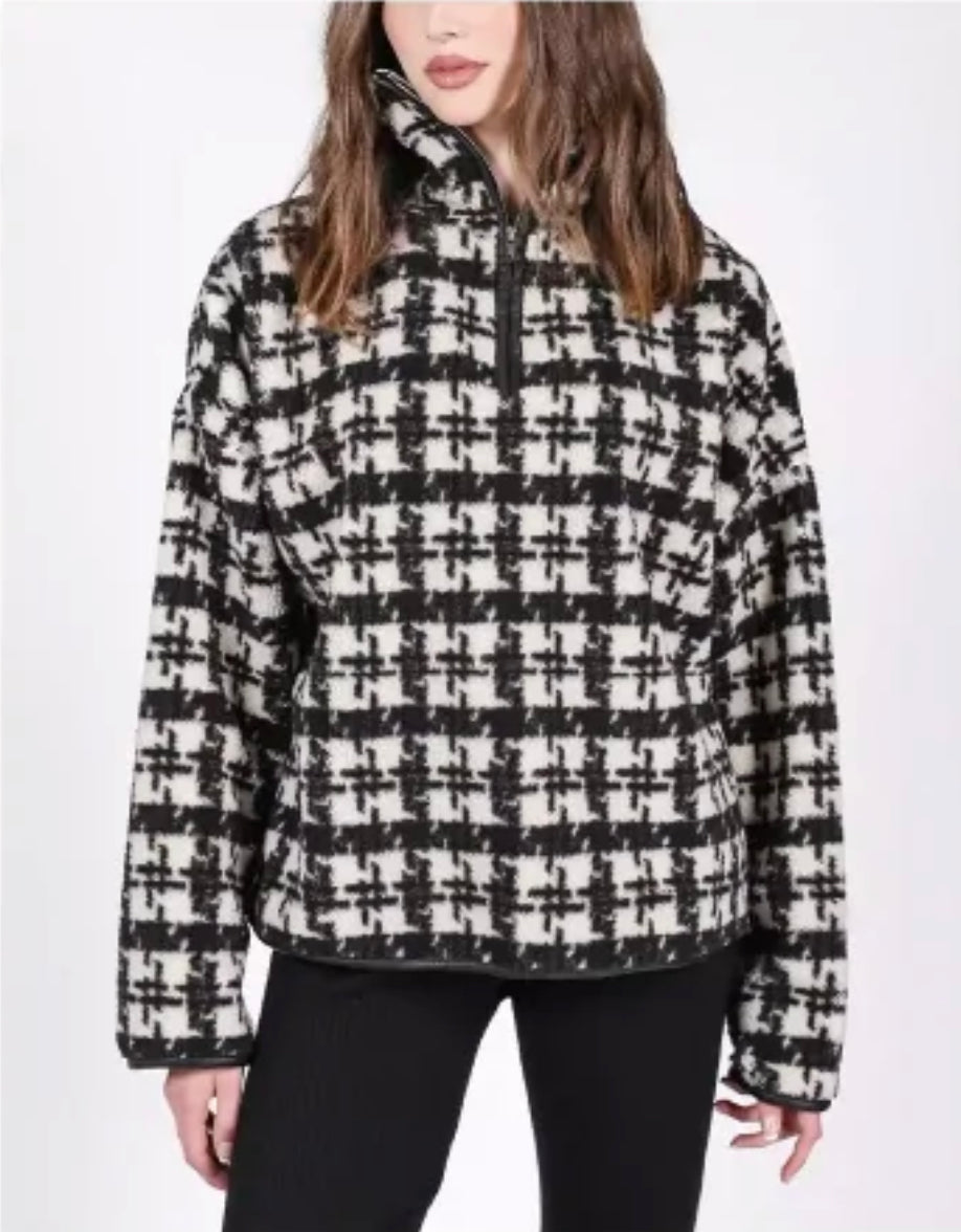 Riu Half zip houndstooth shaggy knit トップス ニット/セーター