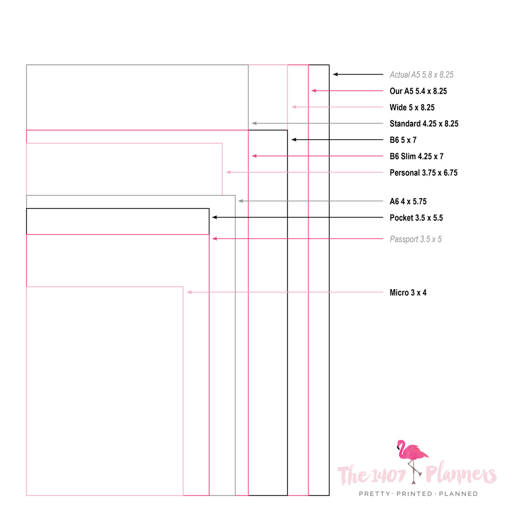 Planner Size Chart