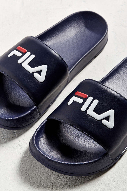 Fila fuzzy drifter womens slide sandals black-red-white 5sm01537-014