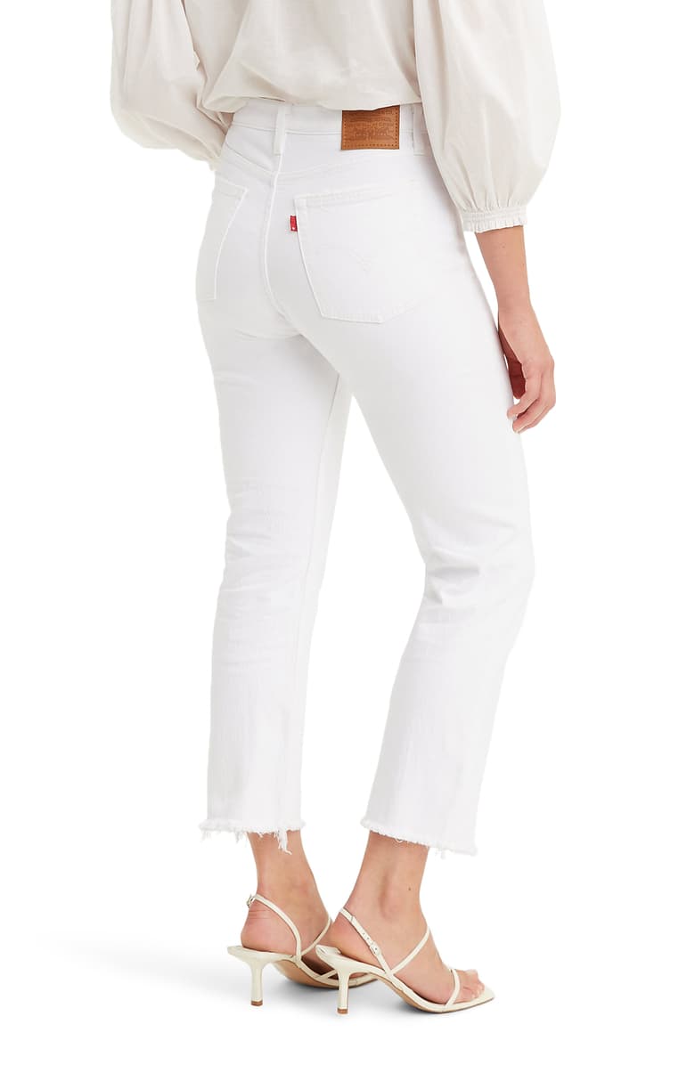 LEVIS PREMIUM: WHITE WEDGIE HIGH WAIST RAW HEM CROP STRAIGHT LEG JEANS – 85  86 eightyfiveightysix