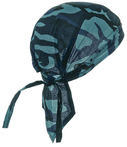 Camouflage Navy Blue Doo Rag Head Wrap Camo Durag Skull Cap Cotton Spo ...