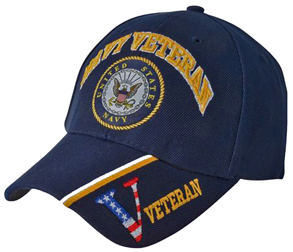 US Navy Veteran Hat Blue Military Baseball Cap with Logo Emblem – Buy