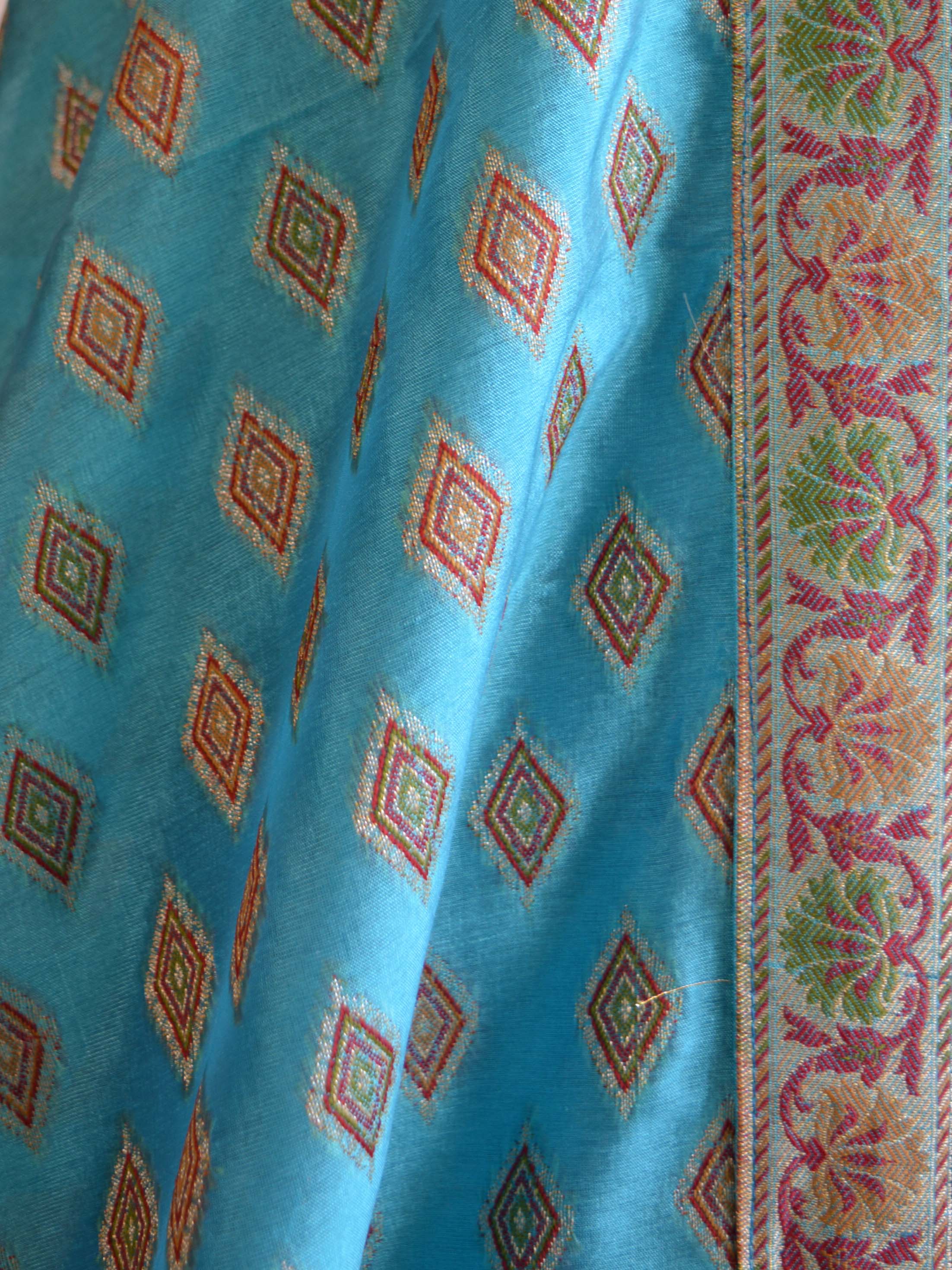 Banarasee Salwar Kameez Glossy Semi Silk Zari & Meena Jaal Work Fabric