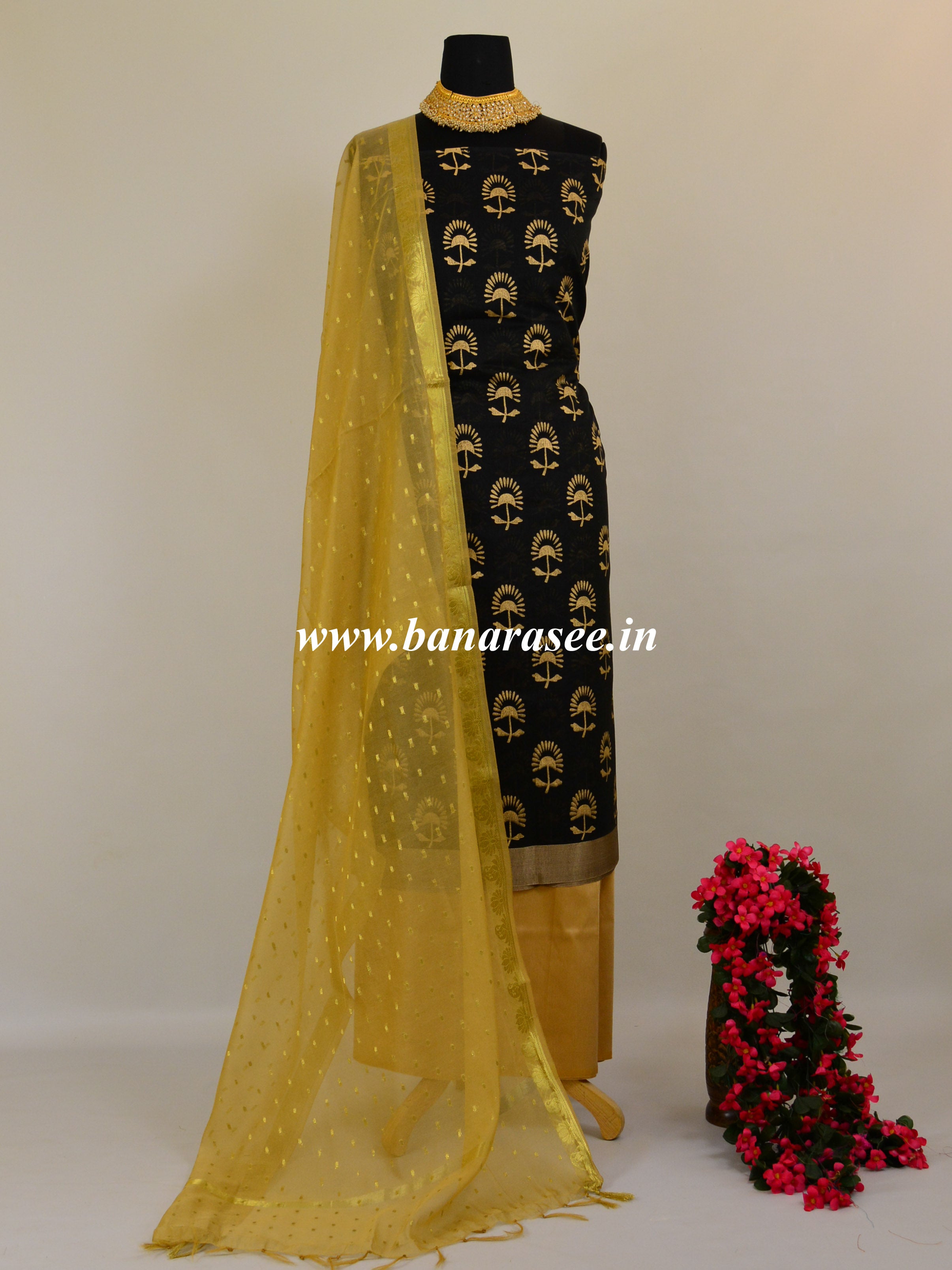 black salwar with golden dupatta