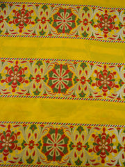 Banarasee Handwoven Art Silk Unstitched Lehenga & Blouse Fabric With Meena Work-Yellow