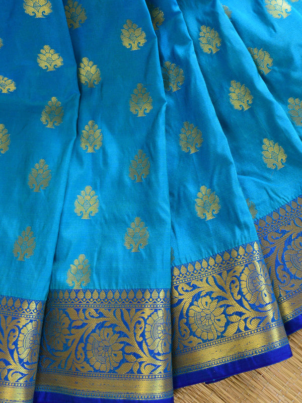 Women Stylish Semi Silk Sky Blue Saree with Silver Jari Border SS78