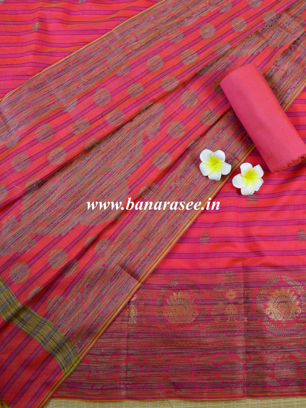 Banarasee Cotton Mix Ghichha Work Salwar Kameez Fabric With Dupatta-Pink
