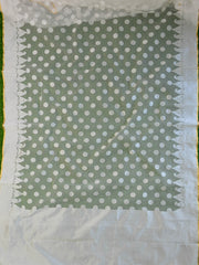Banarasee Handwoven Net Saree With Self Woven Buti Design & Gold Blouse-White