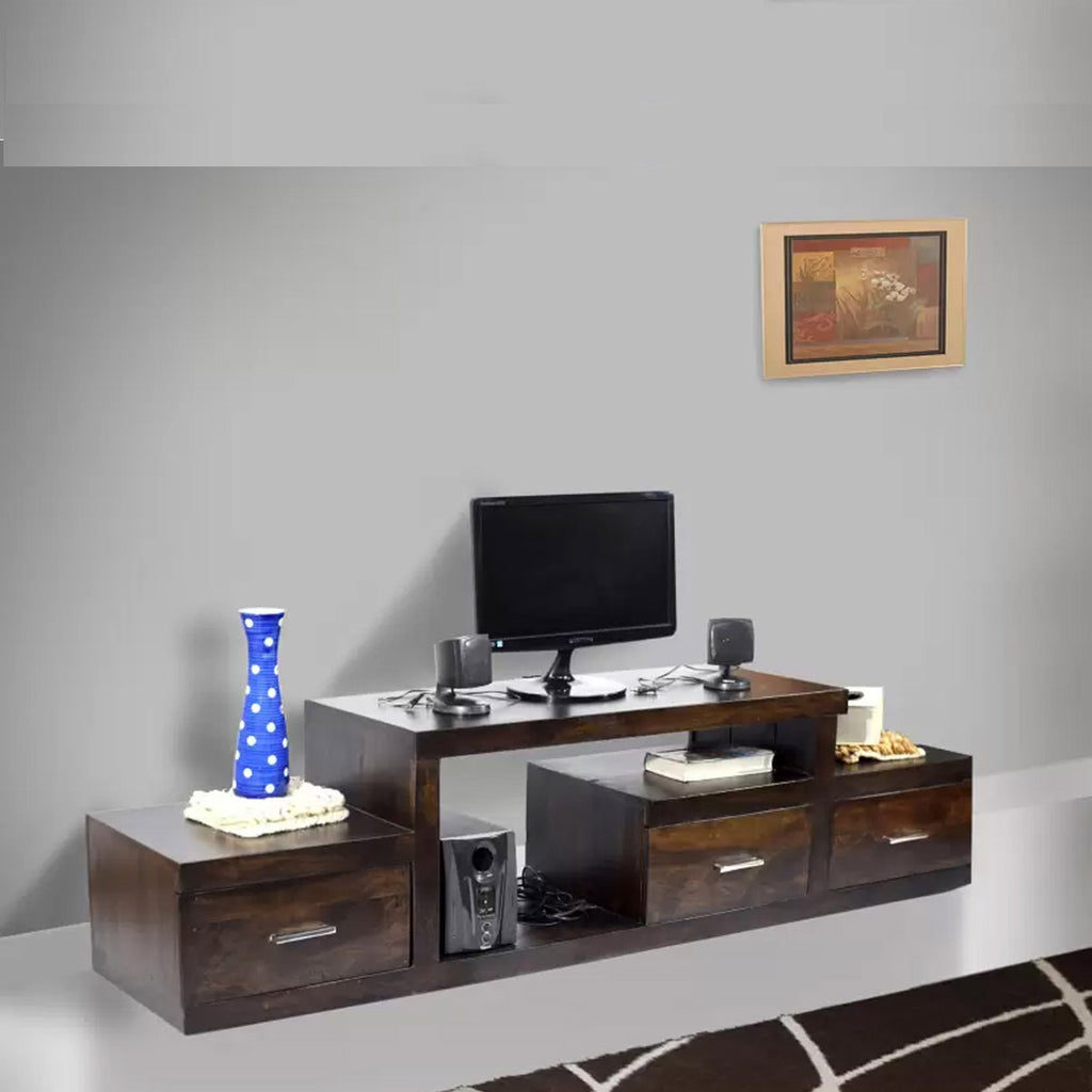 TimberTaste Sheesham Wood NADIA / SAROJ 3 Draw TV Cabinet (Dark Walnut