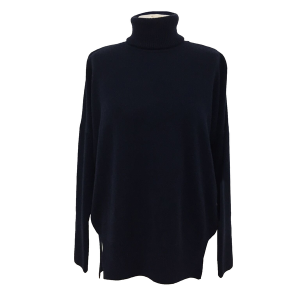 Ribbed Turtleneck Women's Jumper - Navy