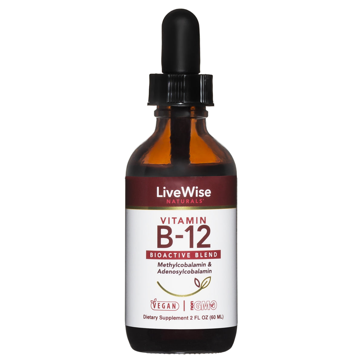 Vitamin B12 Liquid Drops Bio Active Blend Live Wise Naturals