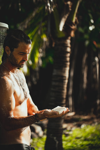 Guy washing with natural coconut oil soap - Soap.Club