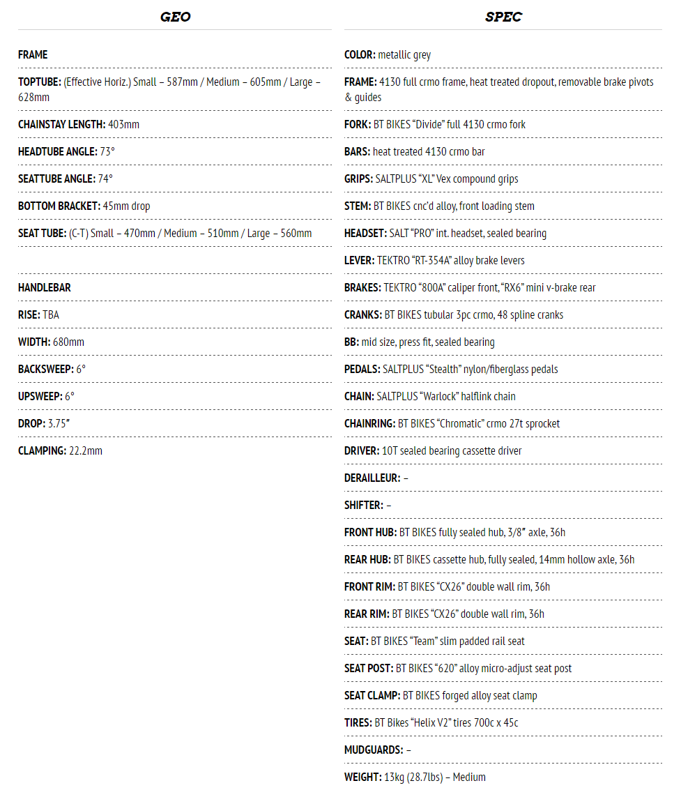 Bombtrack divide 2016 specification