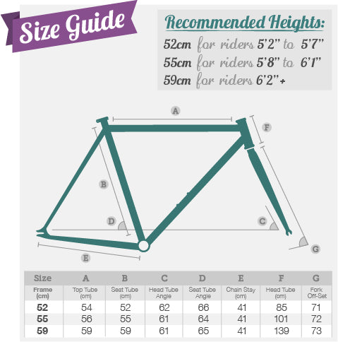 Fixed Gear Bike Frame Size Chart