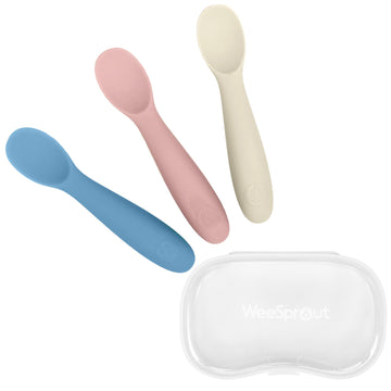 Silicone Baby Spoons First Stage Infant Feeding Spoon For Boys And Girls,  Dishwasher-Safe Silicone Baby Feeding Set Soft Tip First Spoon Ergonomic