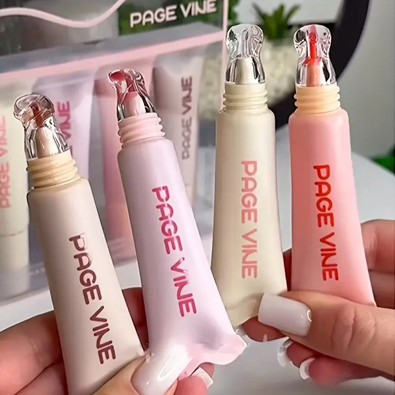 set de 4 bucăți de   pentru buze - umedețire și   instantanee, ulei pentru buze transparent de lungă durată, non-aderent pentru buze moi și netede - squalan de bază pe plante, toate tipurile de piele, ton de fructe, esențiale pentru îngrijirea buzelor Detaliile articolului 5