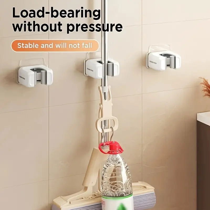 2 bucăți suport de perie și mop montat pe perete, fără găurire, raft de depozitare pentru baie și bucătărie, clip multifuncțional pentru unelte în baie, grădină, accesorii de curățenie, cârlige utilizate Detaliile articolului 8