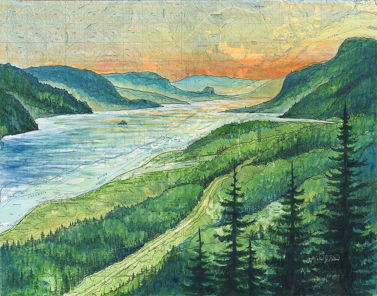 Columbia River Gorge Art Print w/ Mat