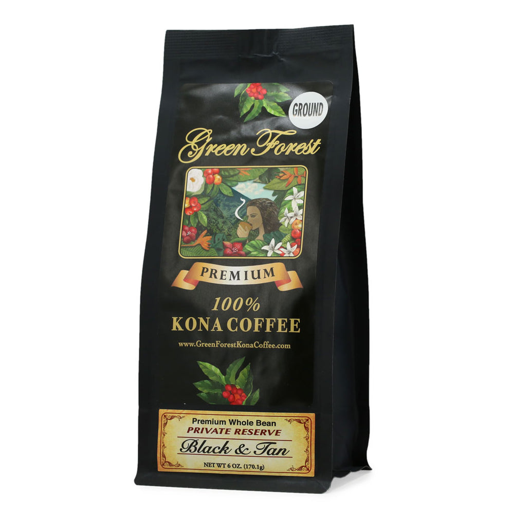 Green Forest 100 Kona Coffee Black & Tan 6 oz