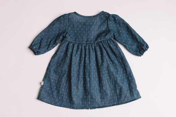 Organic Girls Dress, Made in USA- Ravenswood Dress Blue – Lucy & Leo ...