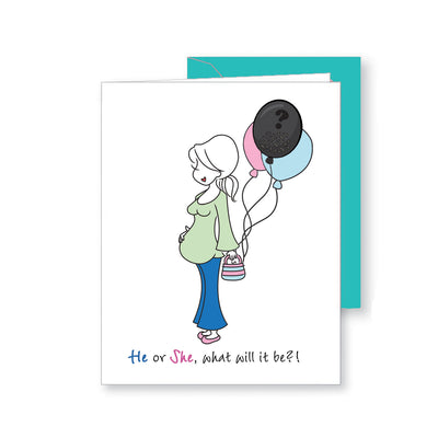 He Or She What Will It Be Expecting Baby Greeting Card Philosophie S