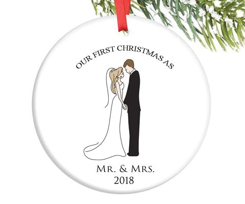 custom first married christmas ornament