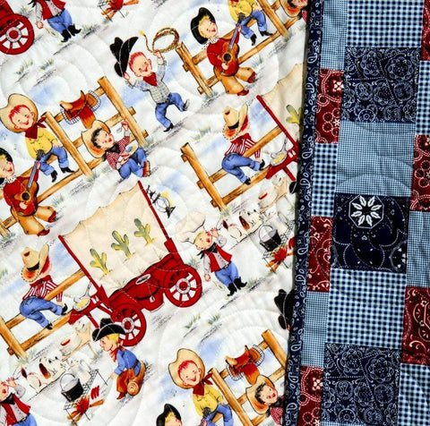 Western Baby Quilt Cowboy Blanket Bandana Patchwork Cowpoke Country Ha