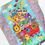 Kristin Blandford Designs Noah's Ark Quilt Kit, Biblical Bedding, Baptism Fabrics Two by Two Boy or Girl, Animals Quilt Kit, Panel Beginner Kit DIY Project Easy Idea
