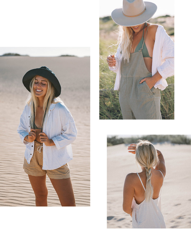 Kendall Baggerly wearing Luna & Rose Plant Dyed Linen 