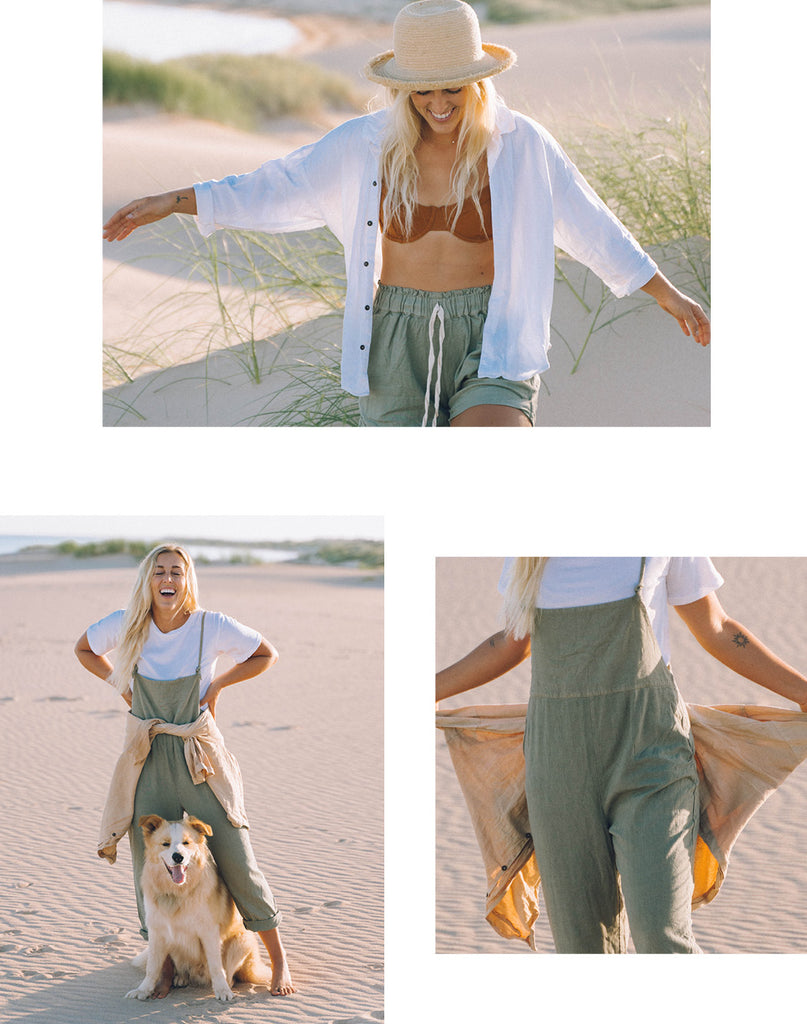 Kendall Baggerly wearing Luna & Rose Plant Dyed Linen 