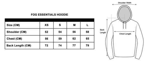 Fear Of God Essentials Size Chart