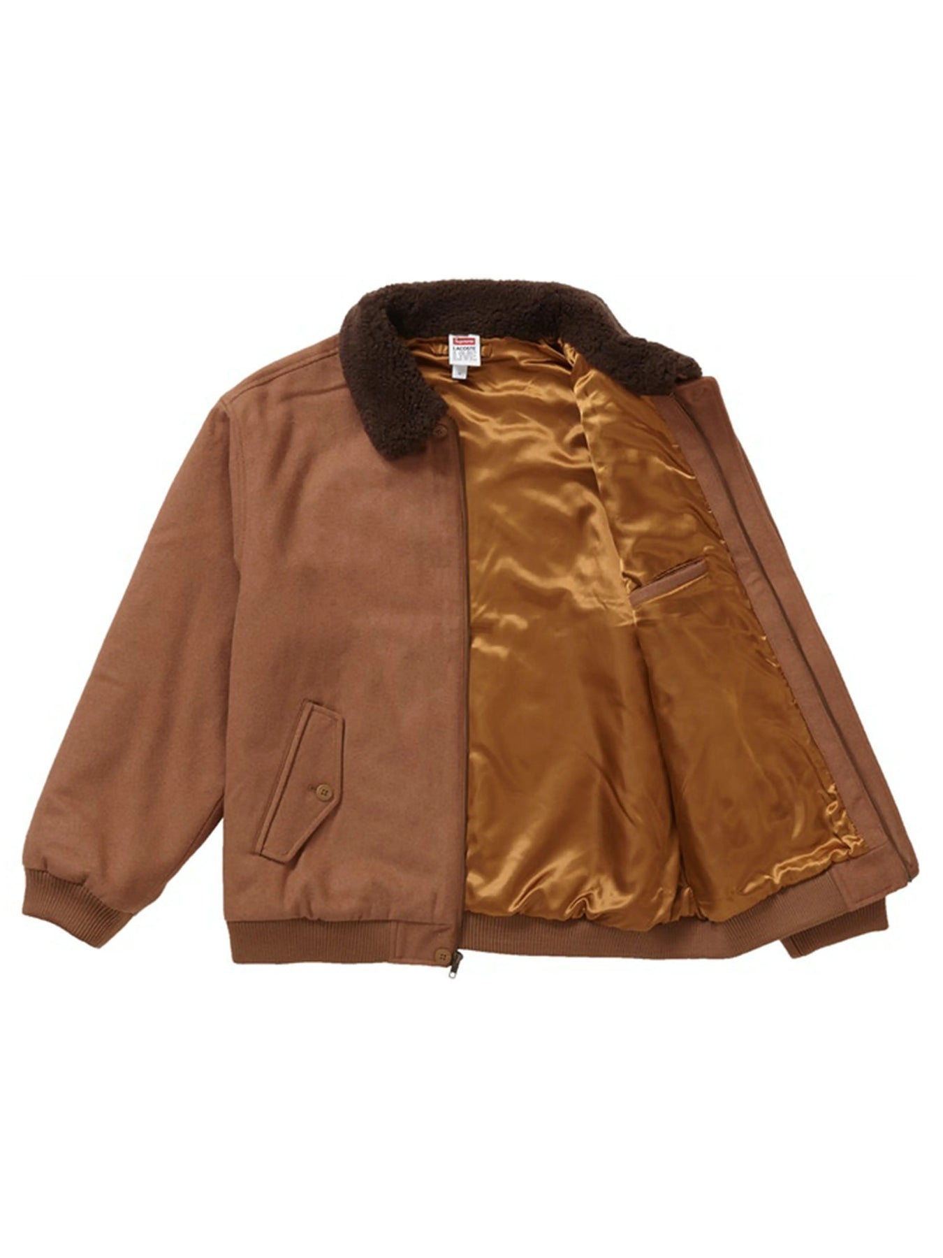 Supreme LACOSTE Wool Bomber Jacket Tan [FW19] | Prior Store