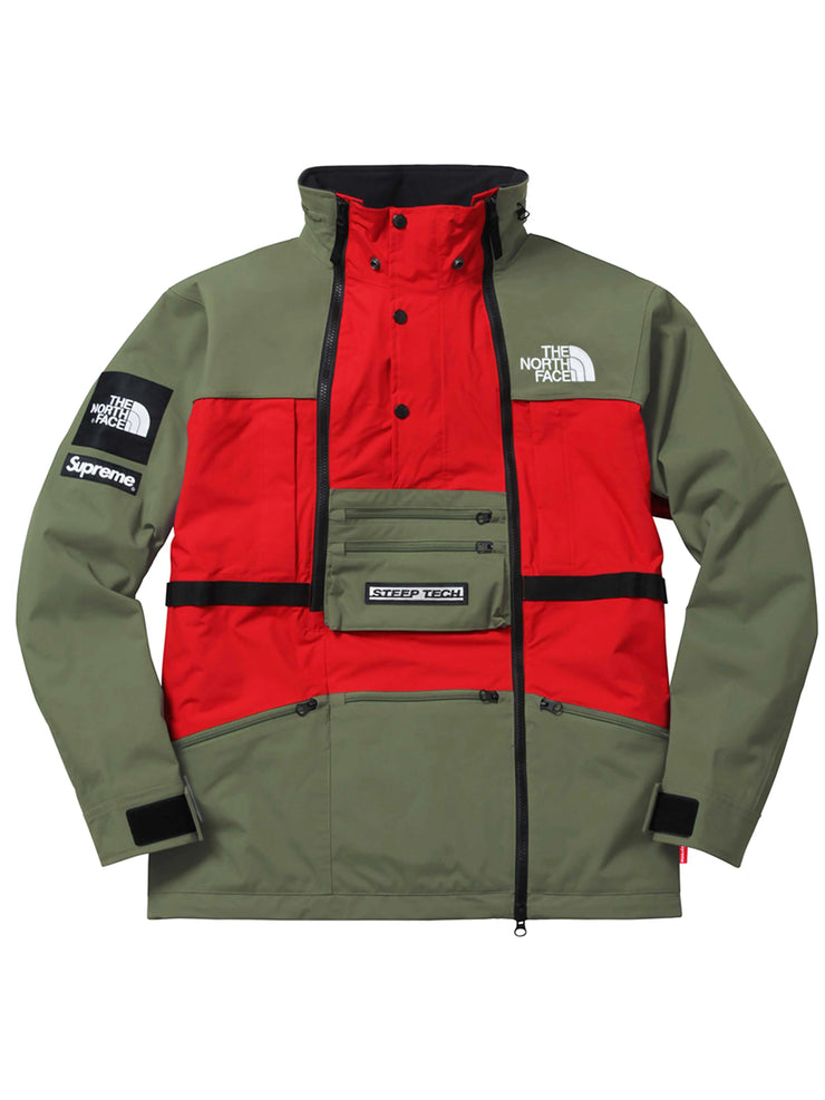 Supreme The North Face Steep Tech Hood Jacket Green/Red | Prior Store