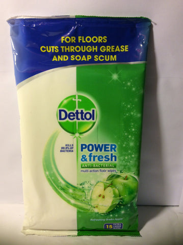 Dettol Power Fresh Anti Bacterial Ex Large Floor Wipes 15 Sx4 20