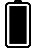 A black silhouette of a charged battery on a grey background.