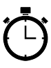 A black stop watch icon on a grey background.