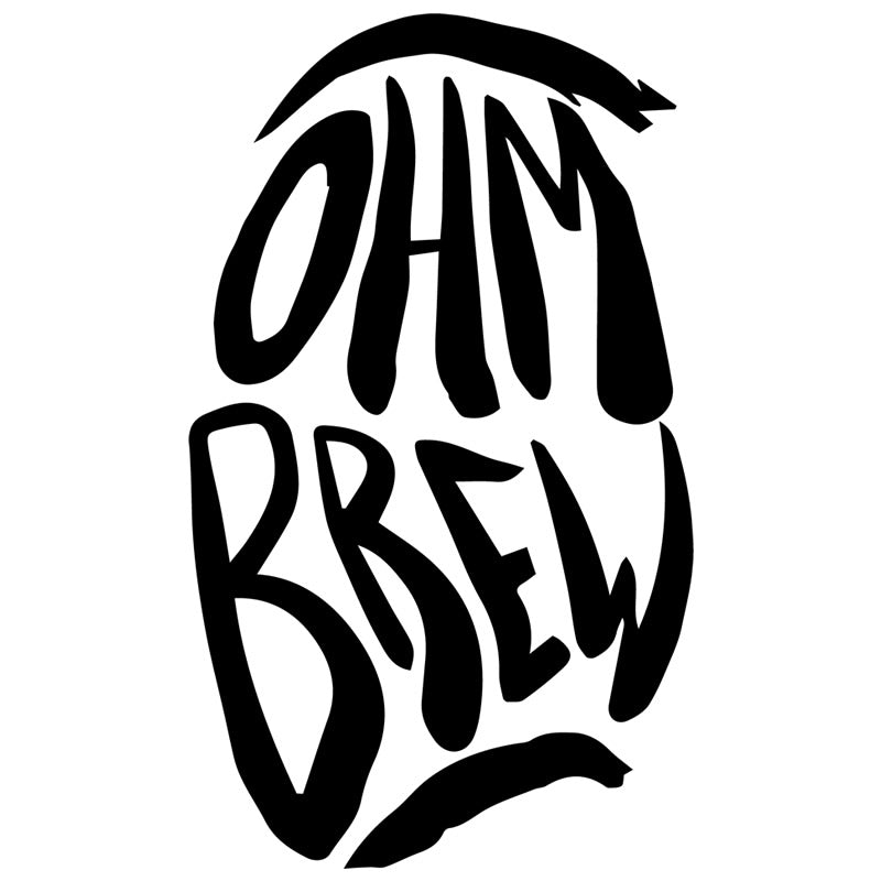 The Ohm Brew logo in a black colour on a white background.