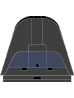 A prefilled pod in black, on a grey background.