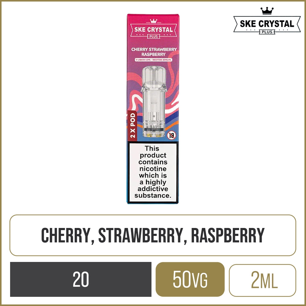 Cherry Strawberry Raspberry SKE Crystal Plus Pods 2 Pack