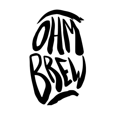 The Ohm Brew logo in a black colour, on a white background.