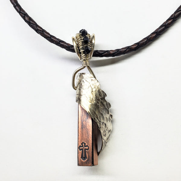 Limited Special Edition Covid Memorial Silver Angelwing Necklace with Black Crystals