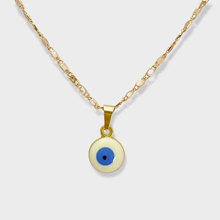 10mm evil eye charm - necklace 18kts gold plated – Raf Rossi Gold