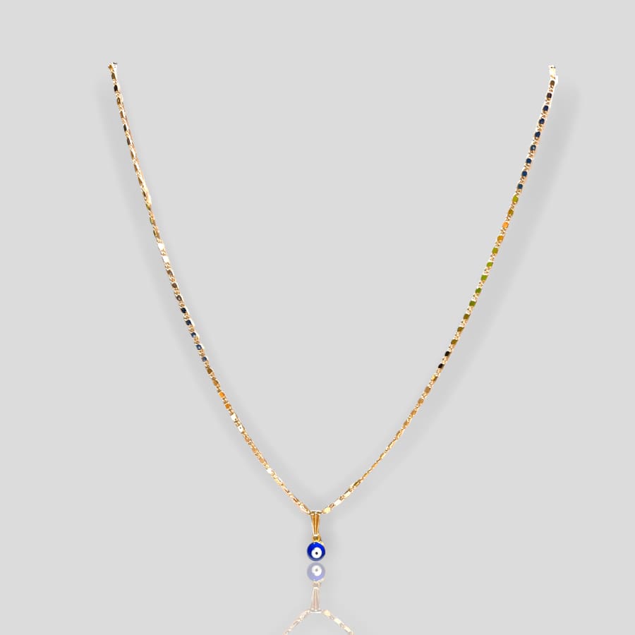 Dainty Silver Necklace Set For Women - Evil Eye Heart Pendant Necklace &  3mm Figaro Chain