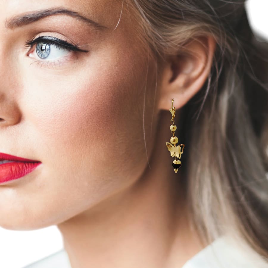 Screw-backs Spheres Studs Gold Over Stainless Steel Earrings