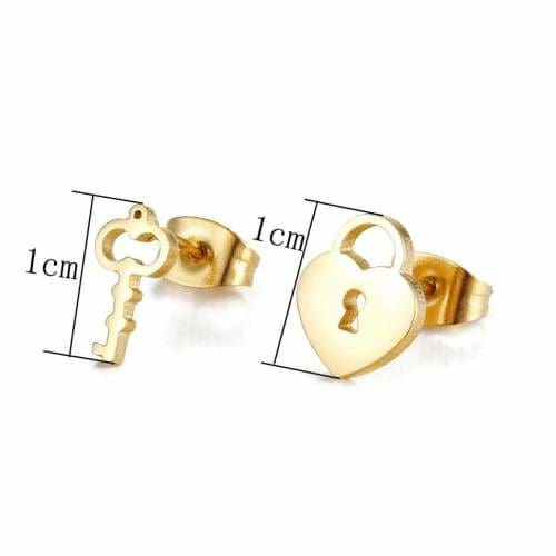 Lock Earrings Lock Key Earrings Dainty Hoops Gold -  Israel