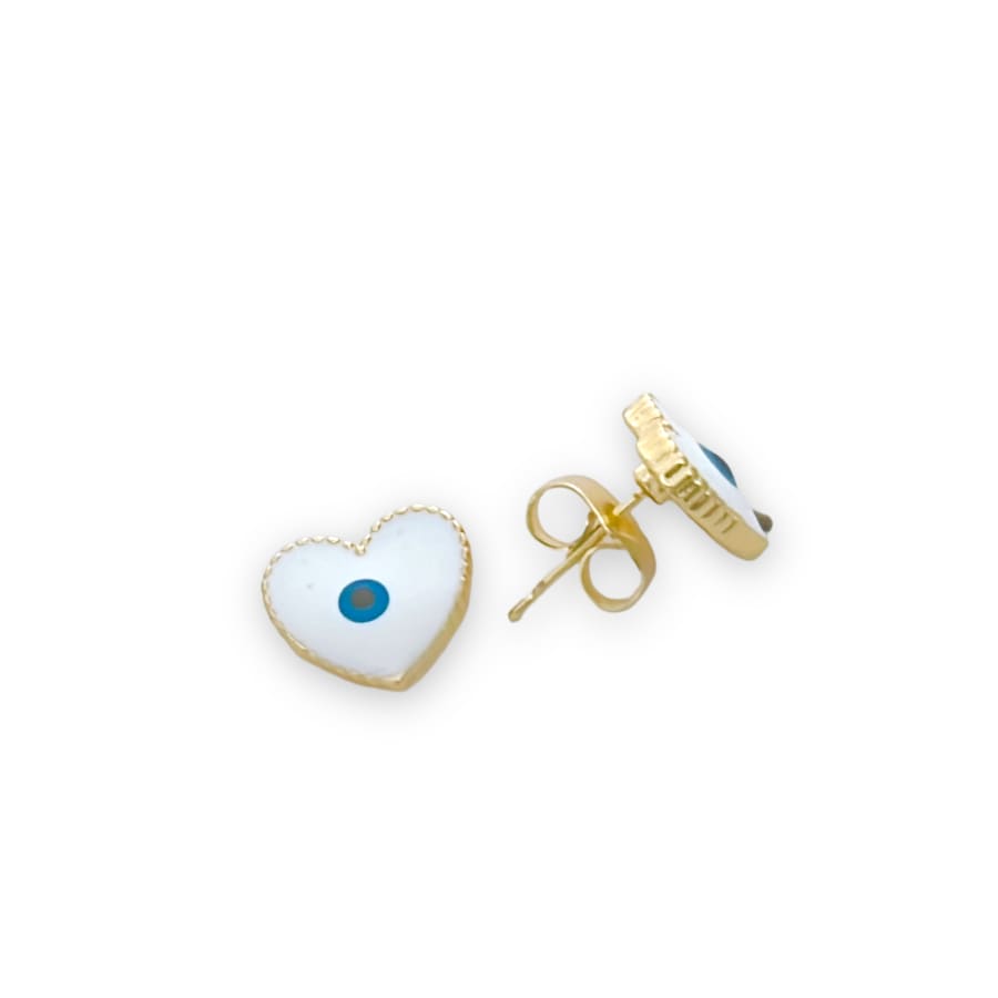 Kid Enamel Heart Stud Earrings 14K Gold