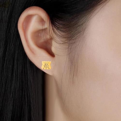 Screw-backs Spheres Studs Gold Over Stainless Steel Earrings